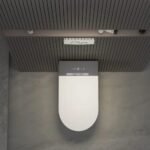 Inodoro inteligente suspendido gris / blanco con bastidor