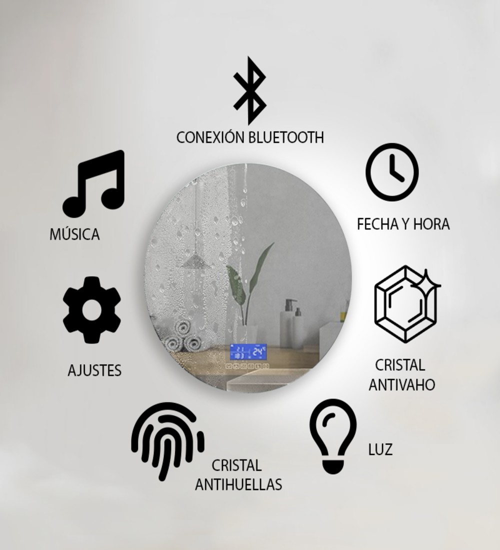 Espejo Retroiluminado con Pantalla - K800