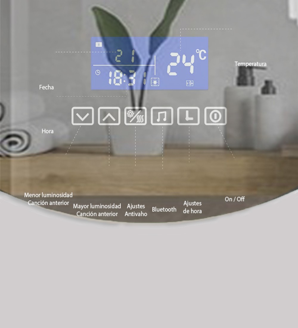 Espejo Retroiluminado con Pantalla - K800