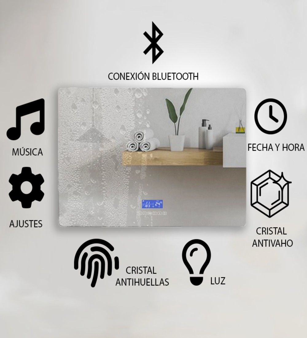 Espejo Retroiluminado con Pantalla - K12060
