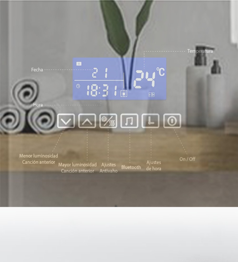 Espejo Retroiluminado con Pantalla - K15050