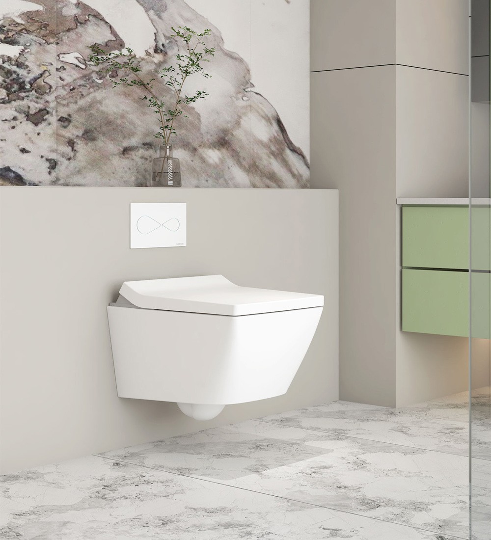 W250 Inodoro suspendido rectangular blanco de estilo japonés con chorro de agua