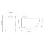 dimensiones W250 Inodoro suspendido rectangular blanco