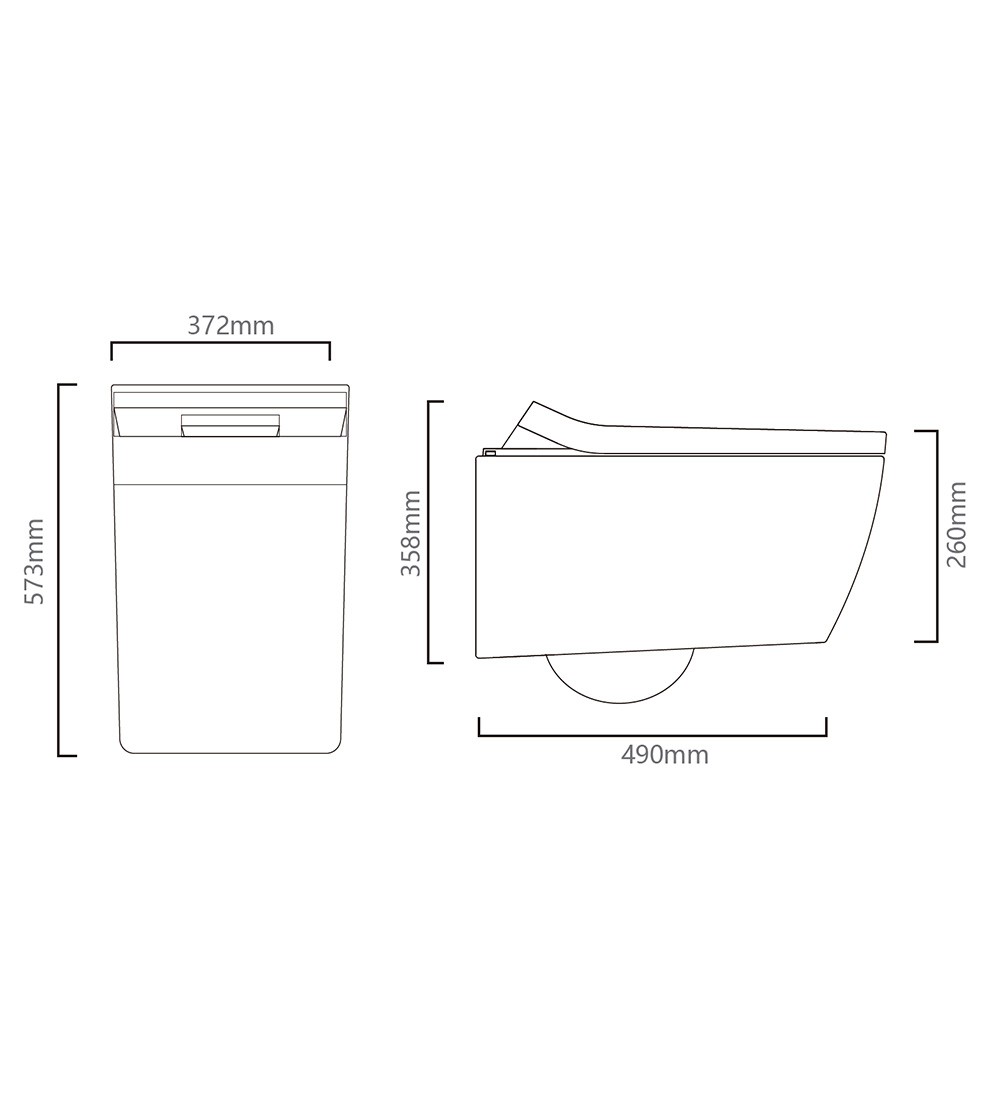 dimensiones W250 Inodoro suspendido rectangular blanco