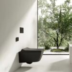 W260 Inodoro suspendido rectangular negro mate de estilo japonés