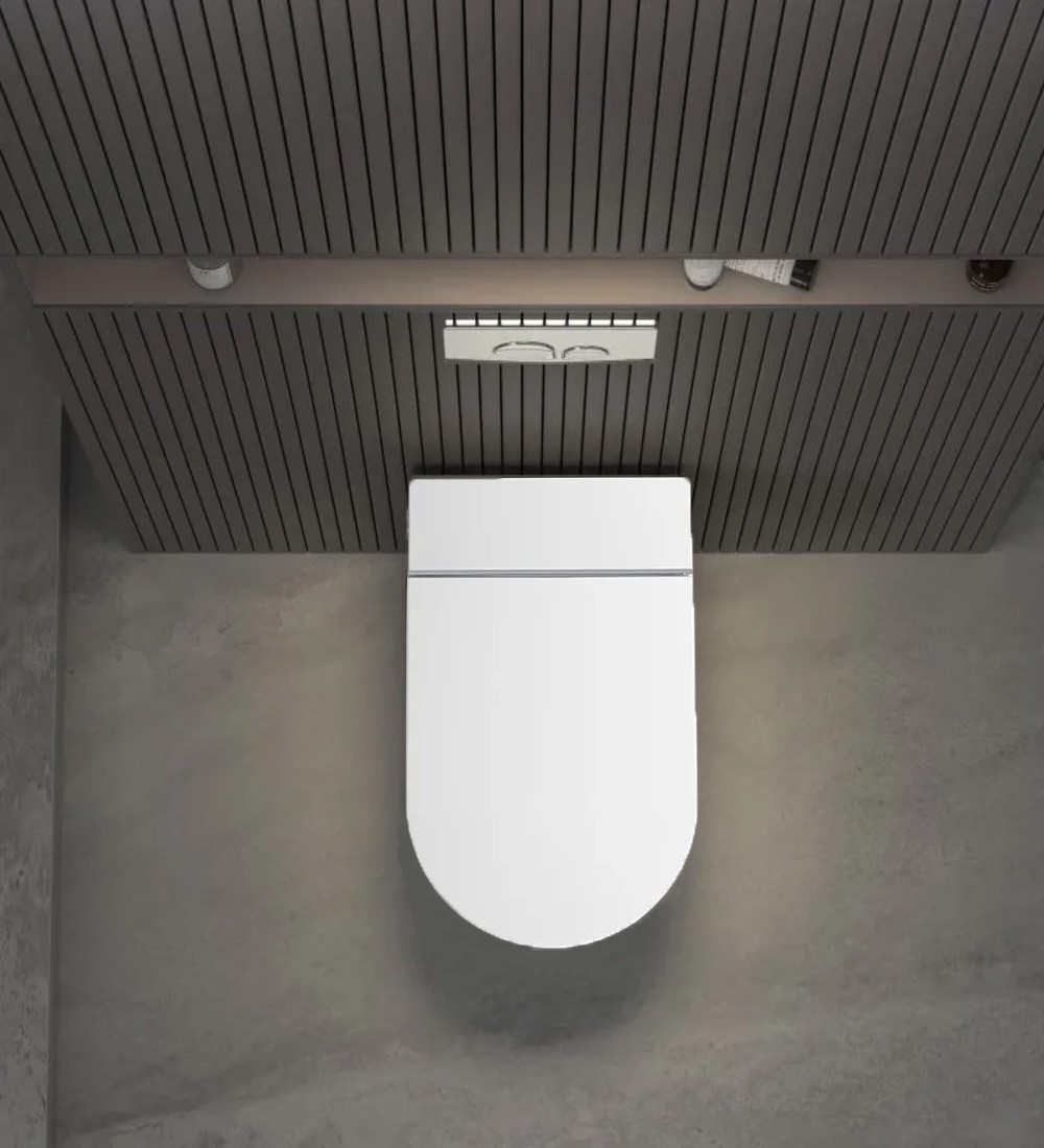 Inodoro suspendido inteligente blanco con bastidor