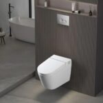 Inodoro suspendido inteligente blanco con bastidor