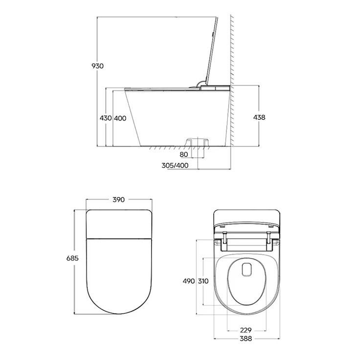 medidas wc japonés A360 blanco