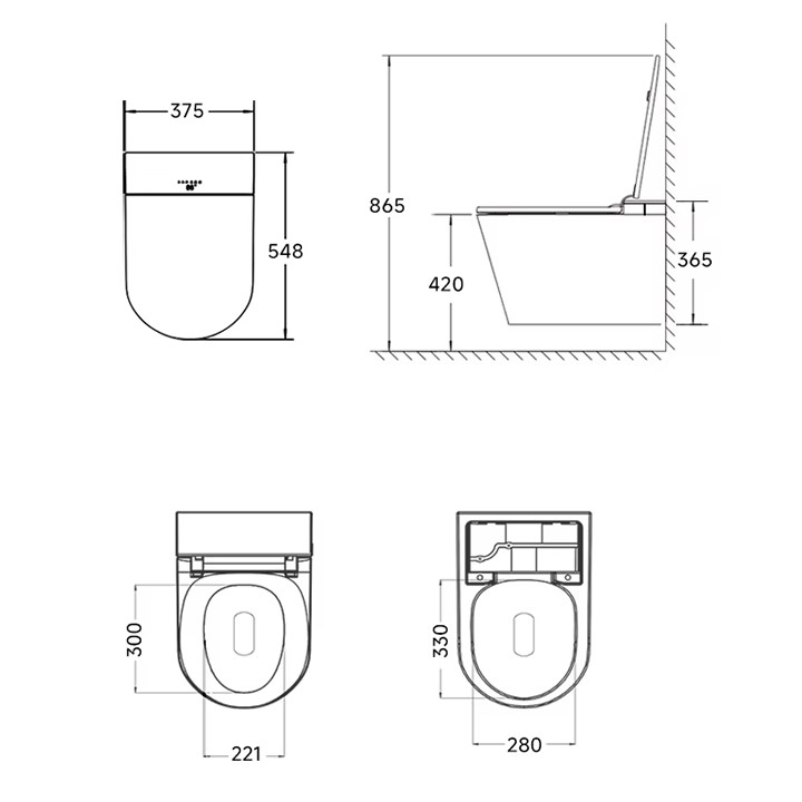 medidas wc japonés W390 blanco
