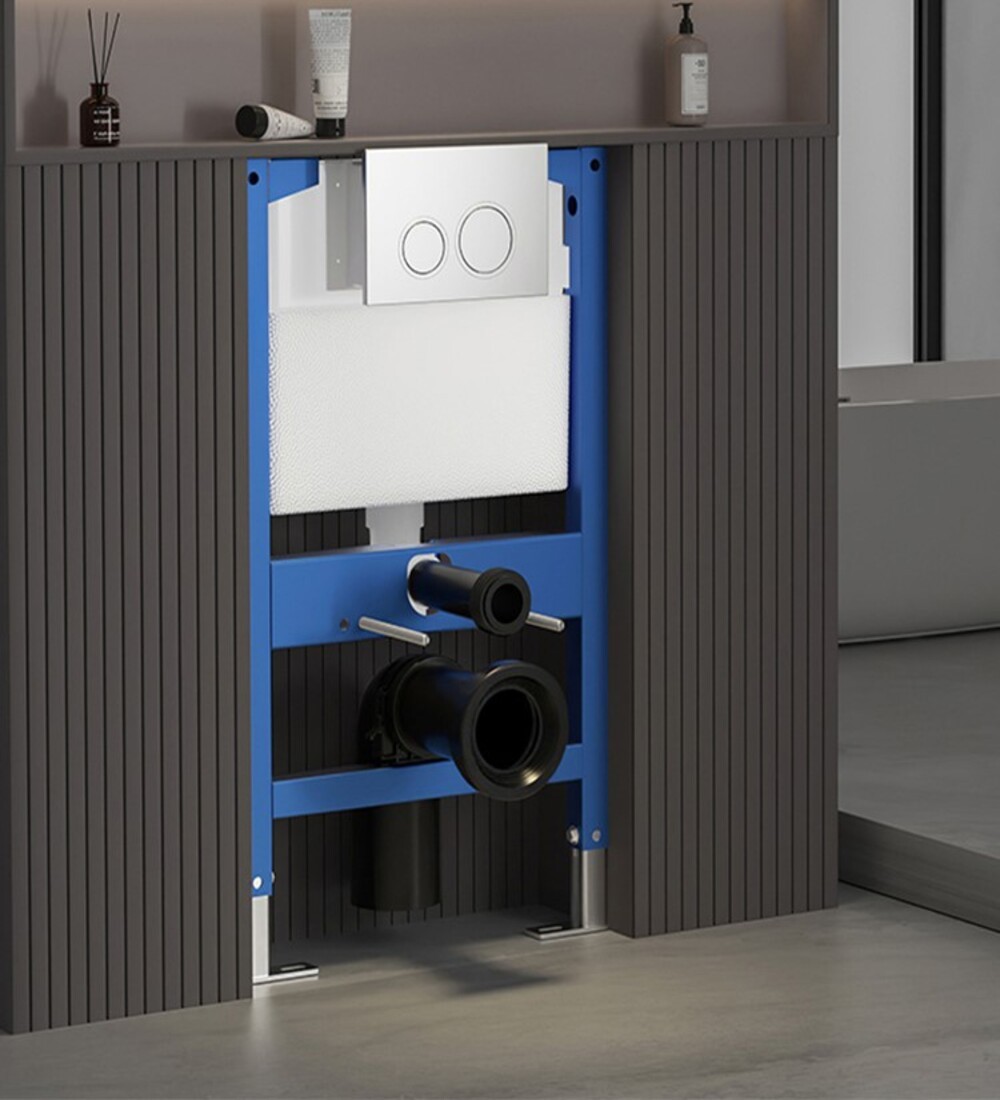 Inodoro inteligente suspendido gris / blanco con bastidor