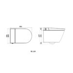 Inodoro inteligente suspendido gris / blanco con bastidor